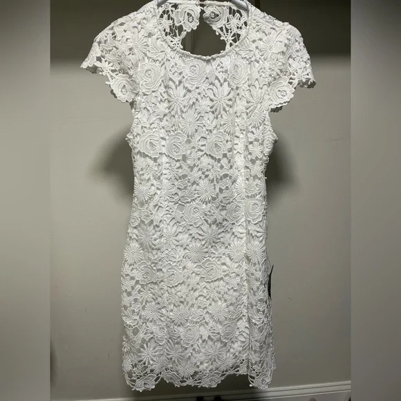Lulus White Lace Dress with Open Back - Picture 2 of 4